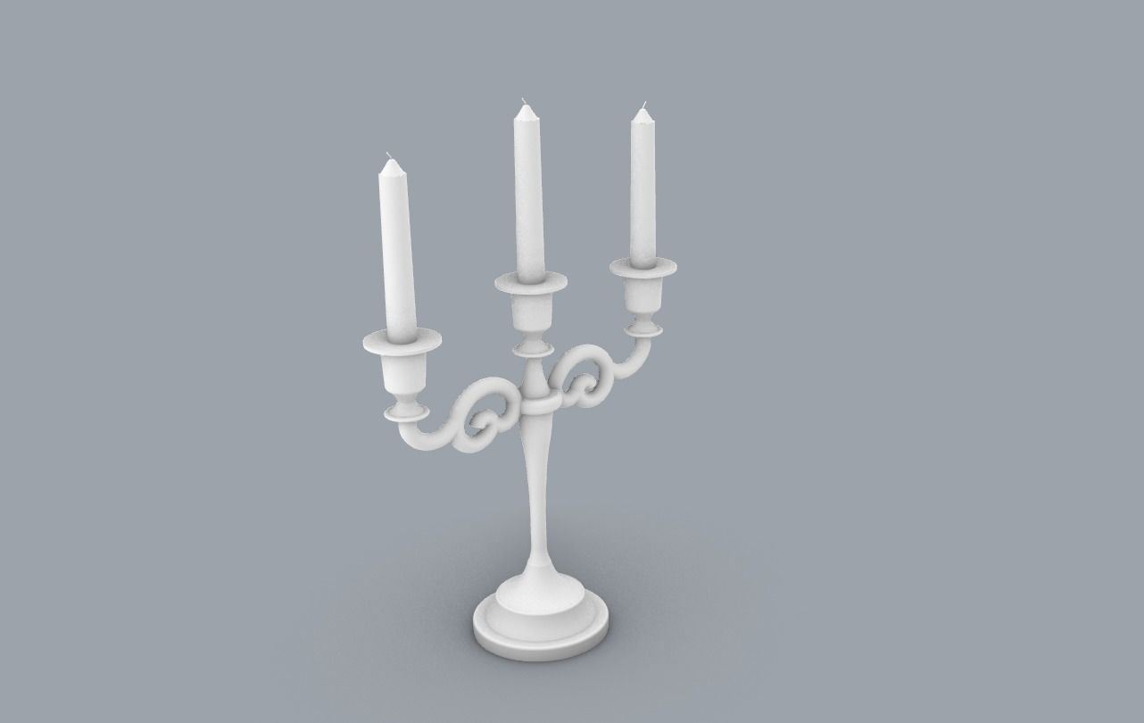 Vintage Candlestick with Candles PM 3D print model_10