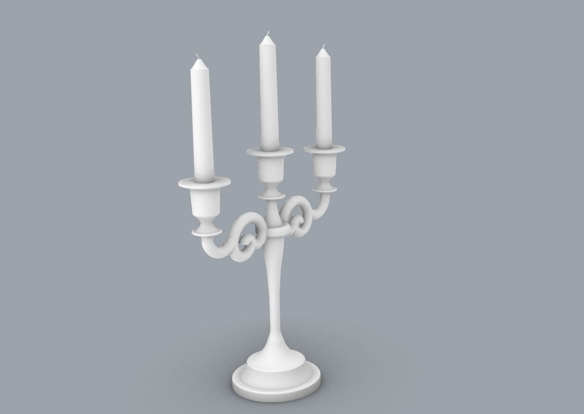 Vintage Candlestick with Candles PM 3D print model_1
