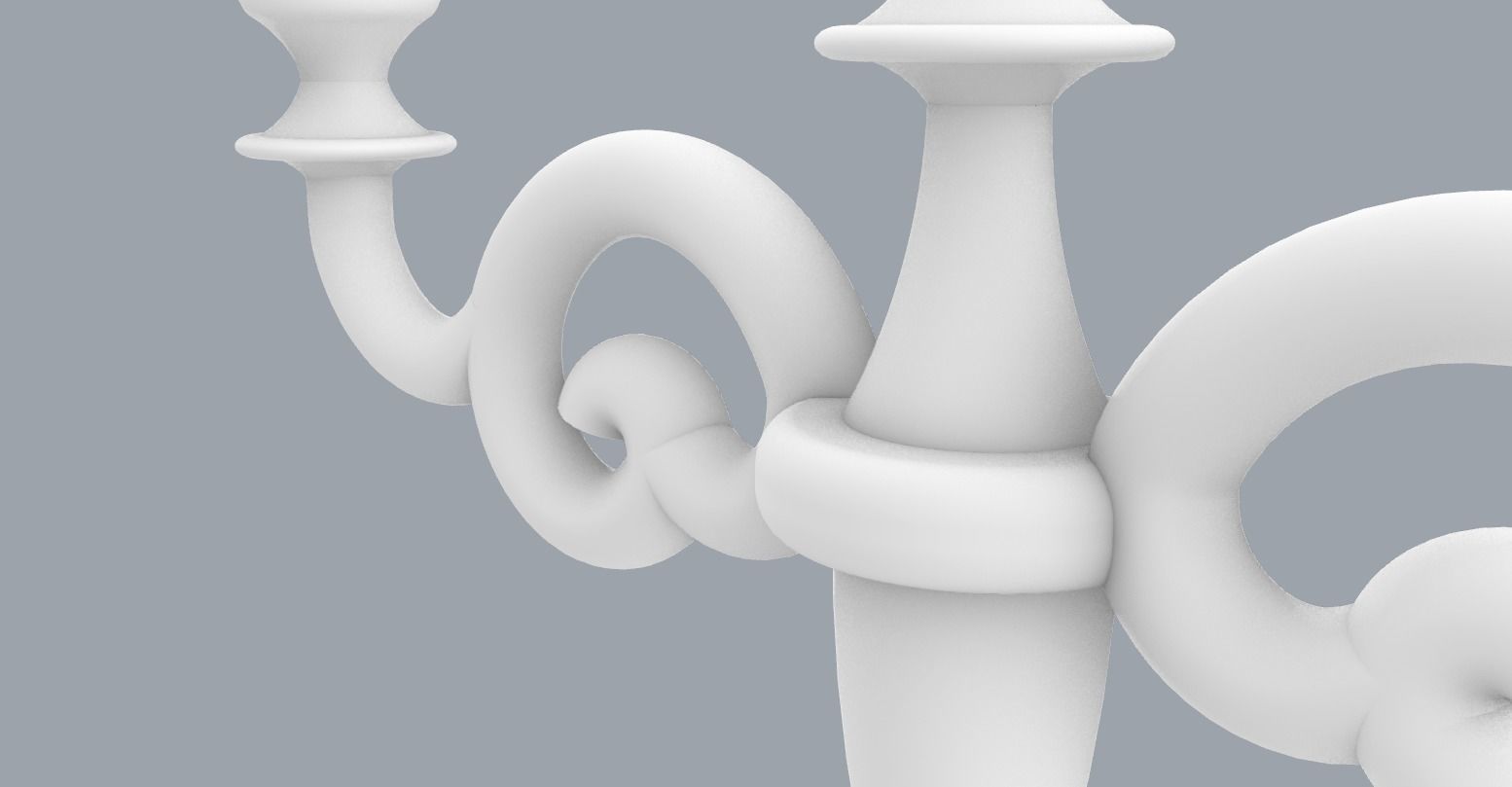 Vintage Candlestick with Candles PM 3D print model_8