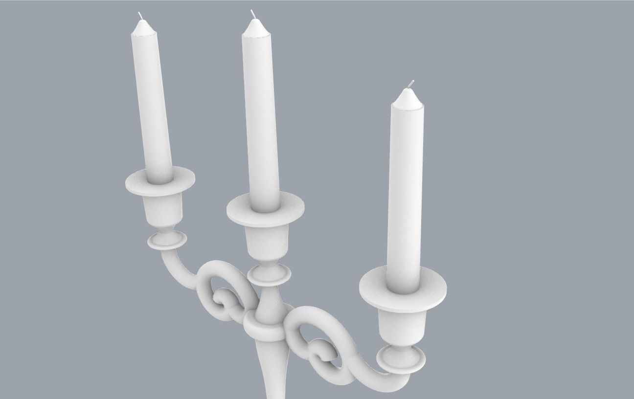 Vintage Candlestick with Candles PM 3D print model_4