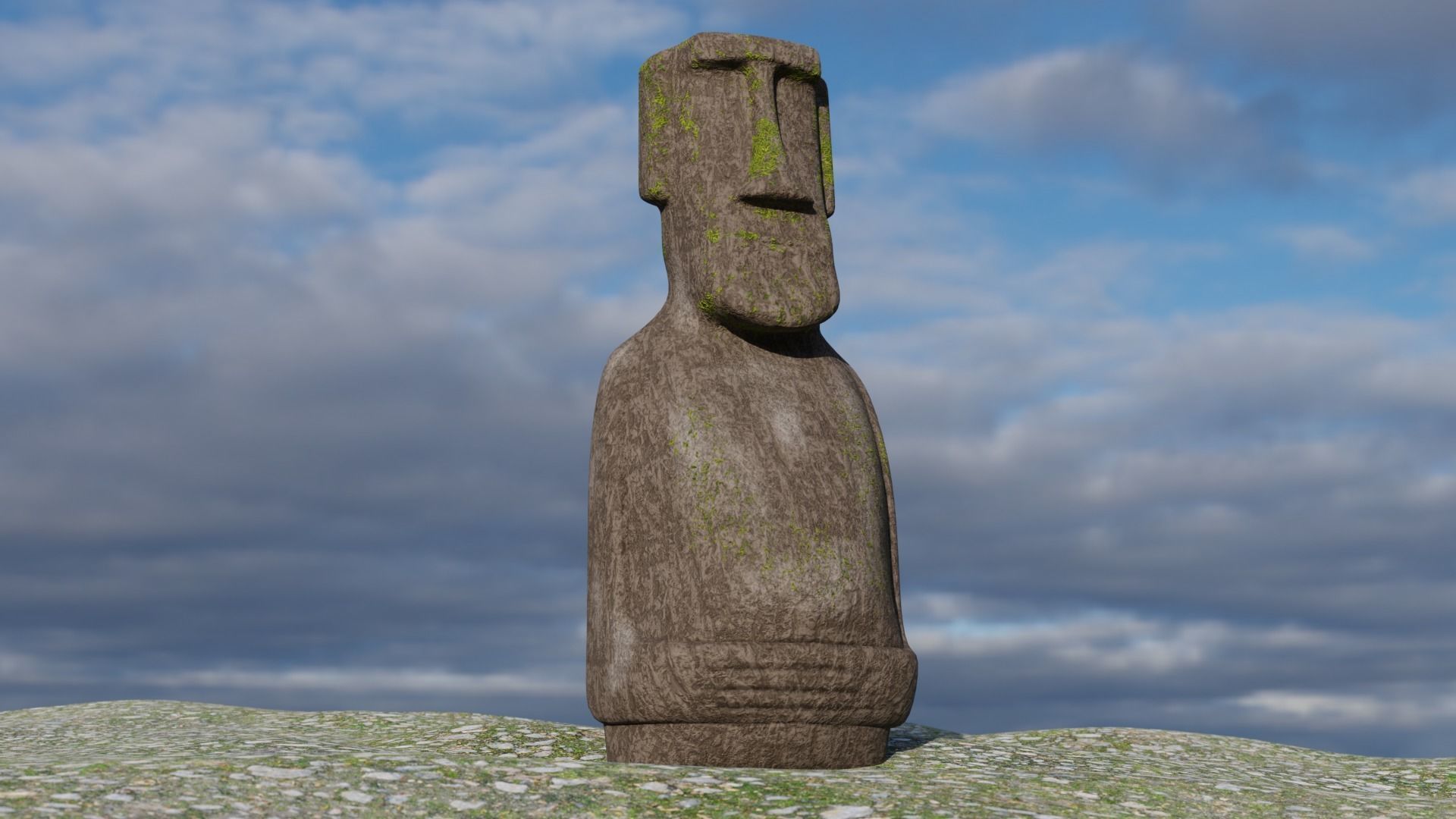 Moai statue Low-poly 3D model_1