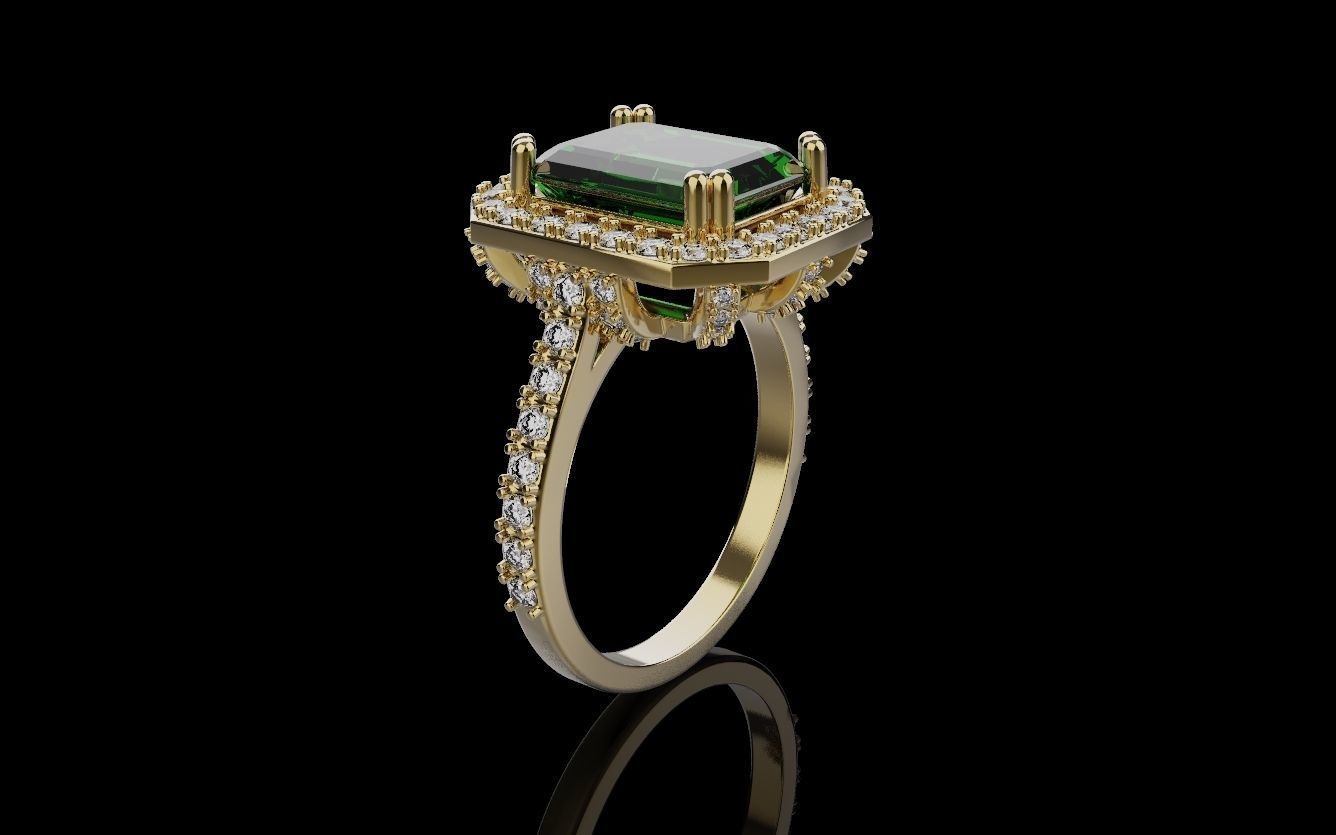 Woman Wedding Emerald Ring 0069 3D print model_10