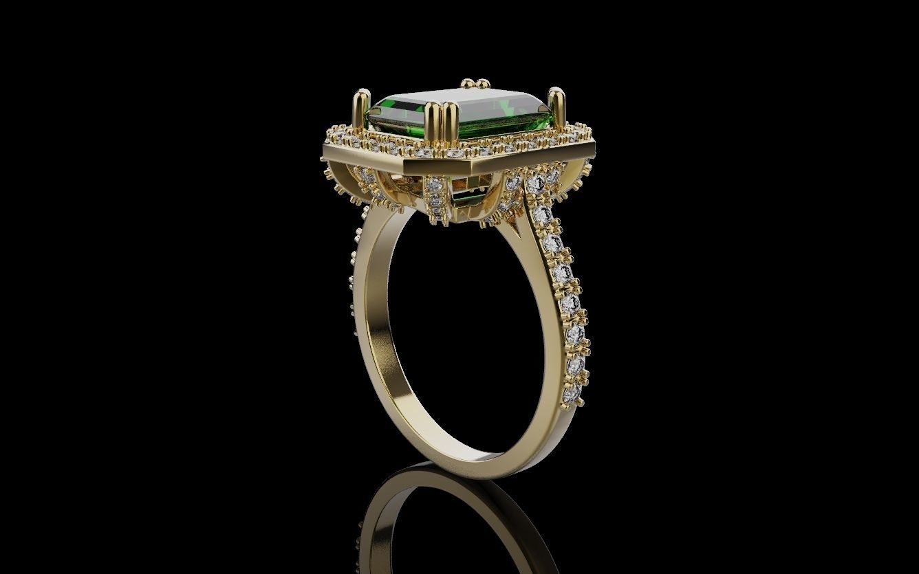 Woman Wedding Emerald Ring 0069 3D print model_11