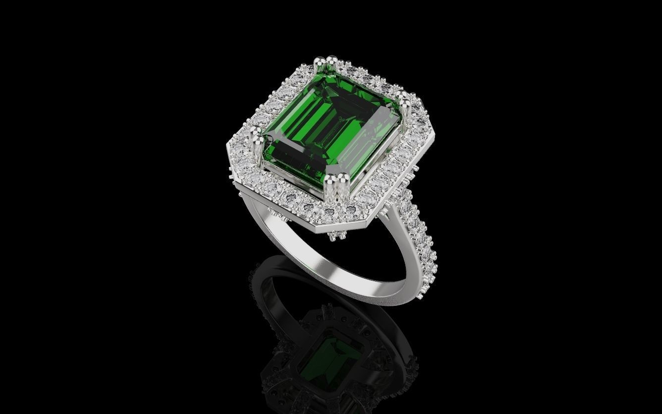 Woman Wedding Emerald Ring 0069 3D print model_8