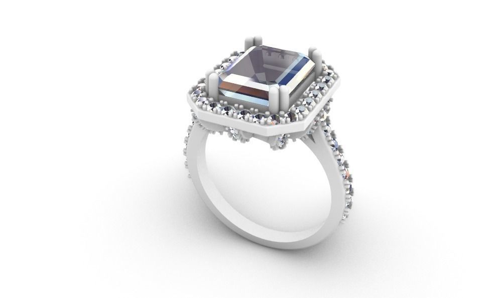 Woman Wedding Emerald Ring 0069 3D print model_24