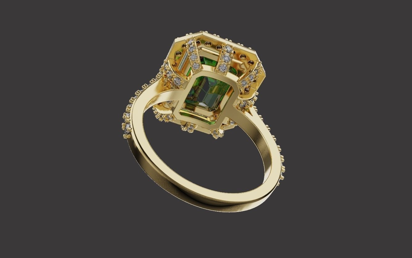 Woman Wedding Emerald Ring 0069 3D print model_3