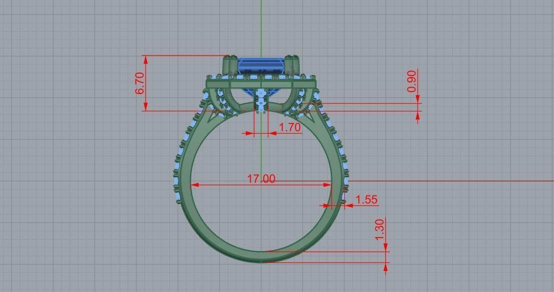Woman Wedding Emerald Ring 0069 3D print model_27