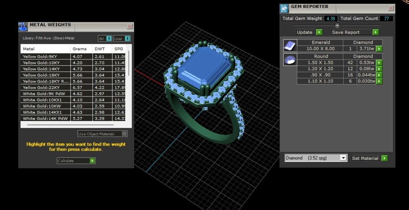 Woman Wedding Emerald Ring 0069 3D print model_31