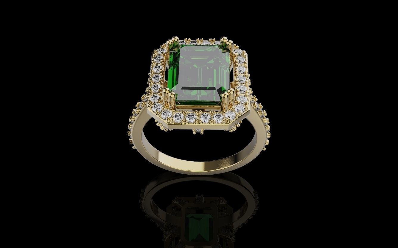 Woman Wedding Emerald Ring 0069 3D print model_9