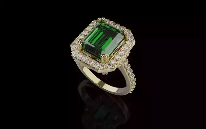 Woman Wedding Emerald Ring 0069 3D print model
