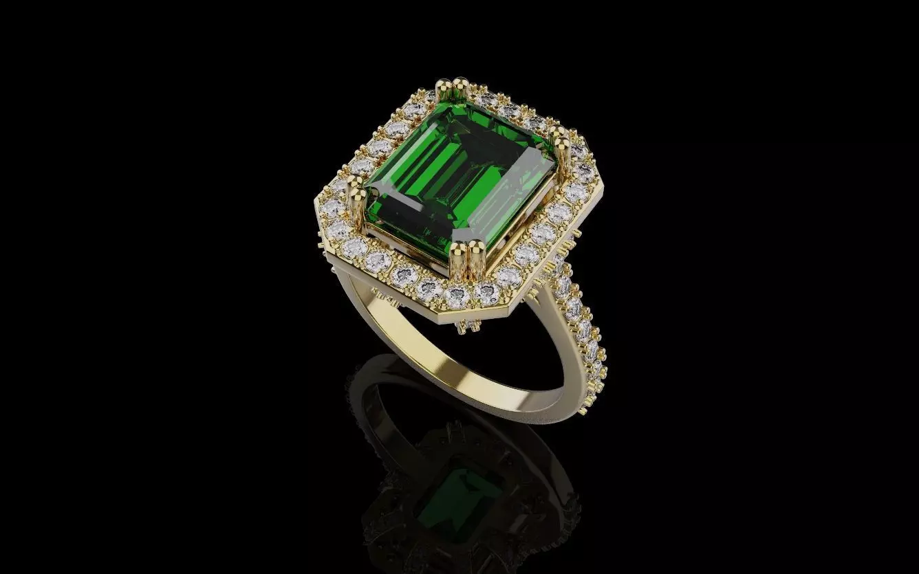 Woman Wedding Emerald Ring 0069 3D print model_0