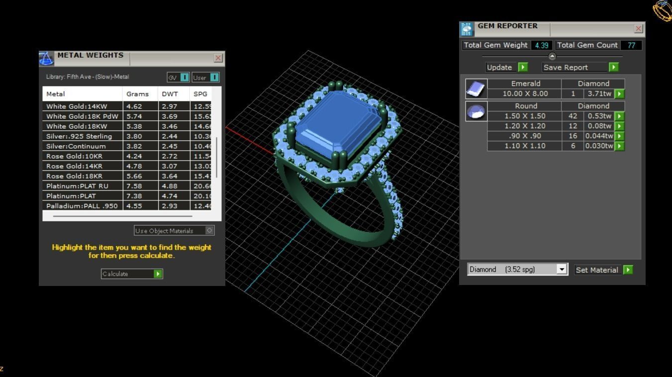 Woman Wedding Emerald Ring 0069 3D print model_32