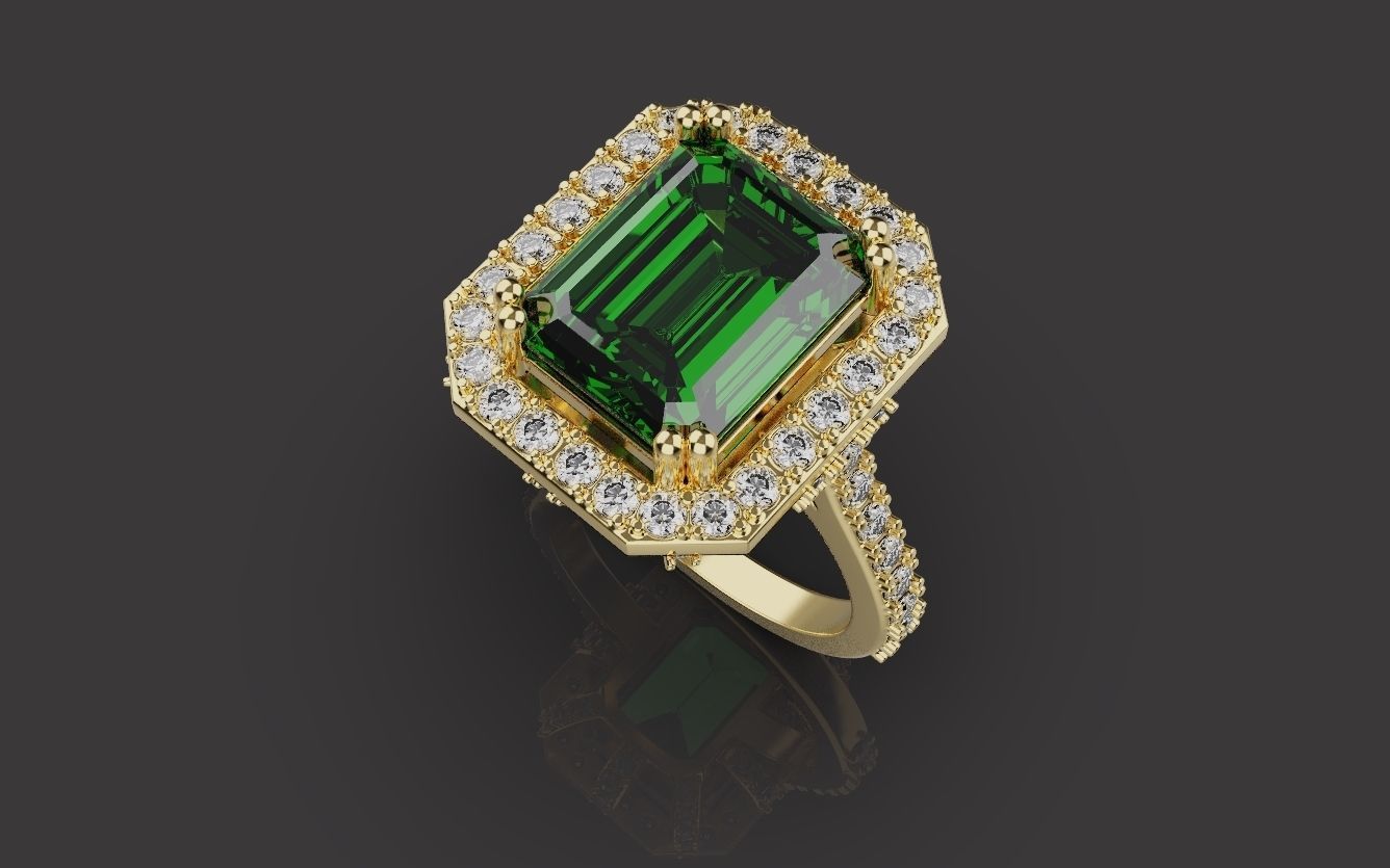 Woman Wedding Emerald Ring 0069 3D print model_2
