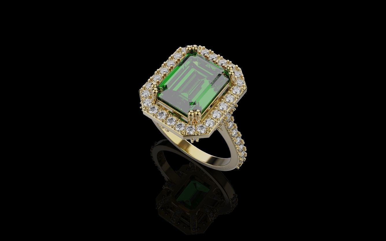 Woman Wedding Emerald Ring 0069 3D print model_14