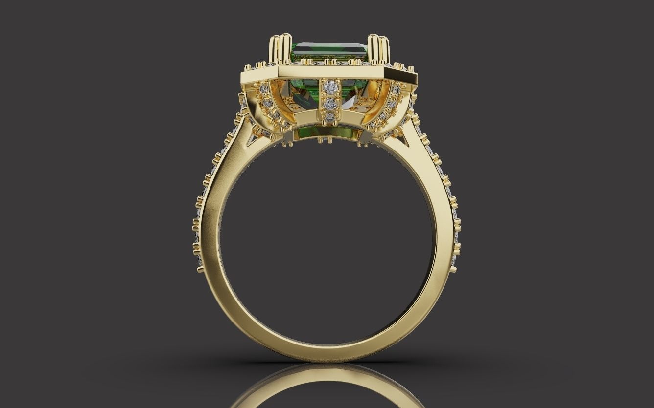 Woman Wedding Emerald Ring 0069 3D print model_16