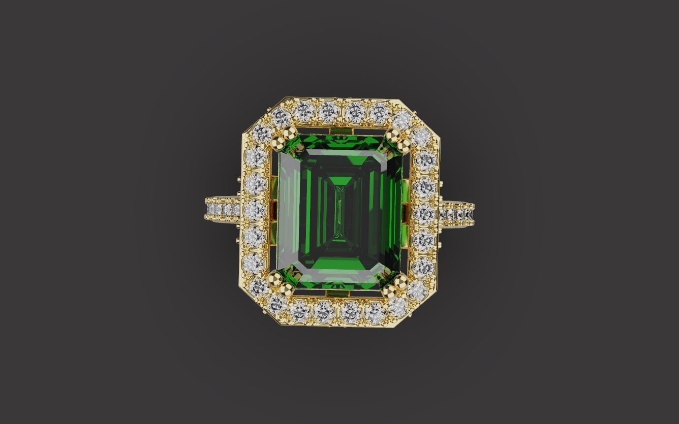 Woman Wedding Emerald Ring 0069 3D print model_15