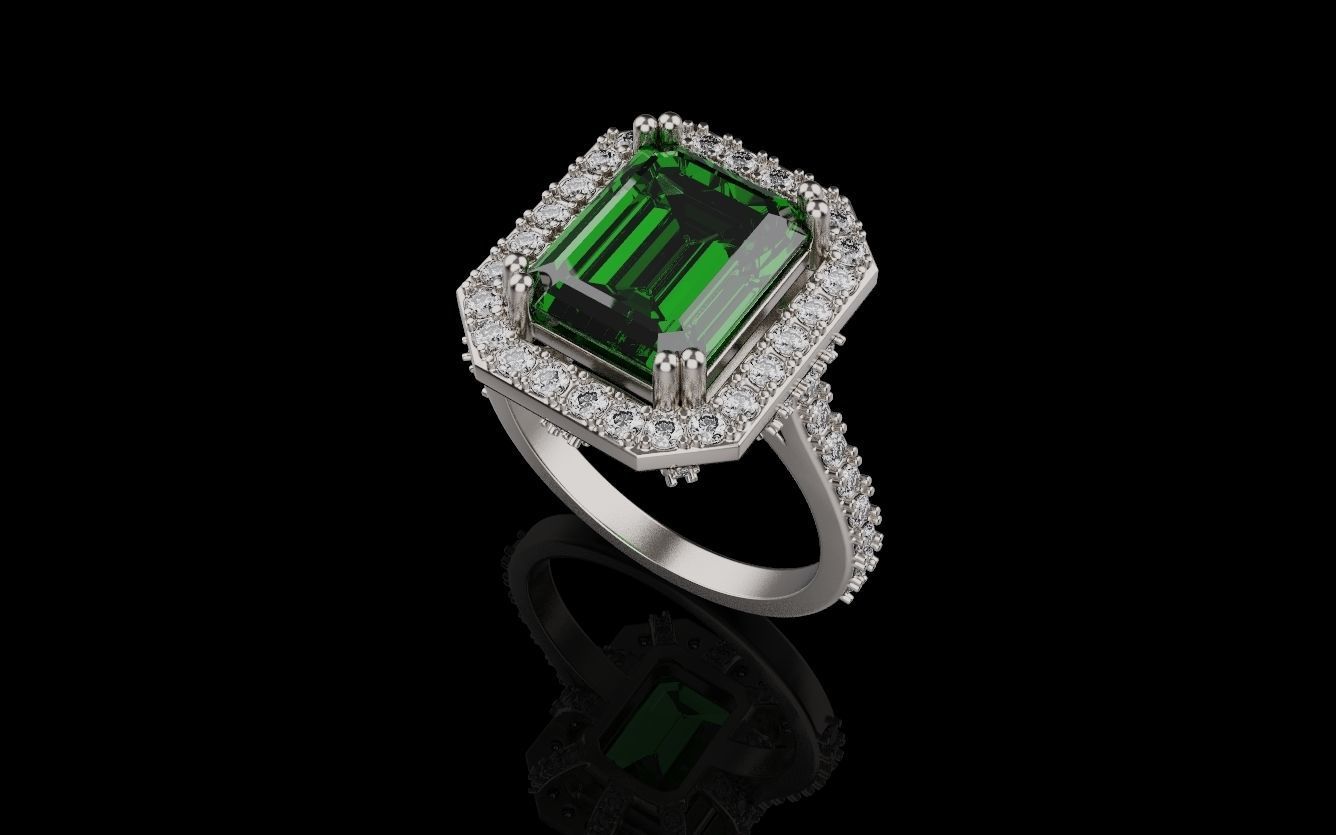 Woman Wedding Emerald Ring 0069 3D print model_5