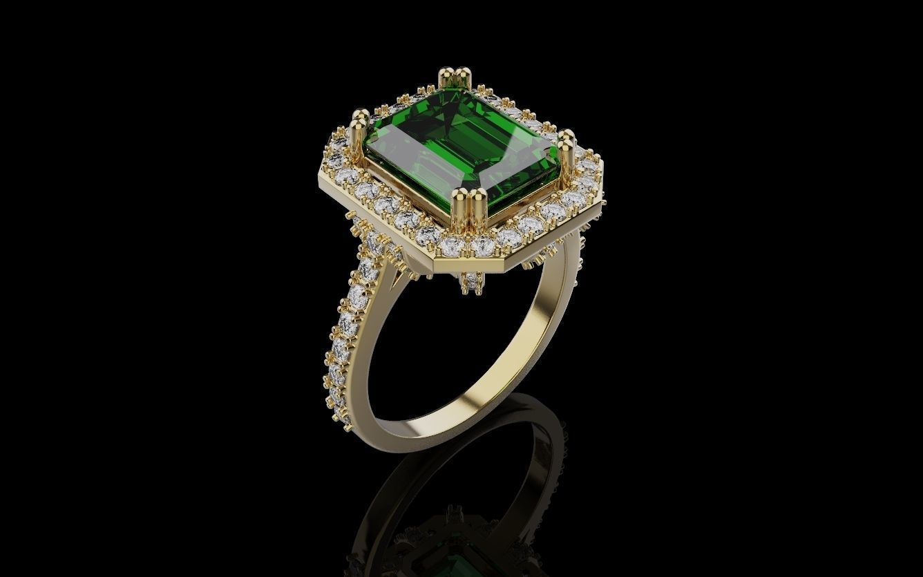 Woman Wedding Emerald Ring 0069 3D print model_13