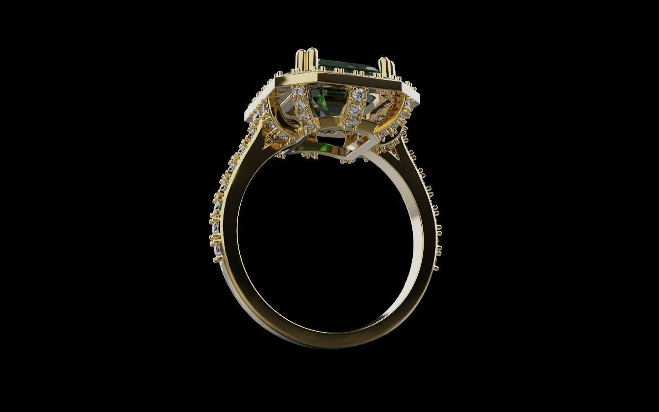 Woman Wedding Emerald Ring 0069 3D print model_12