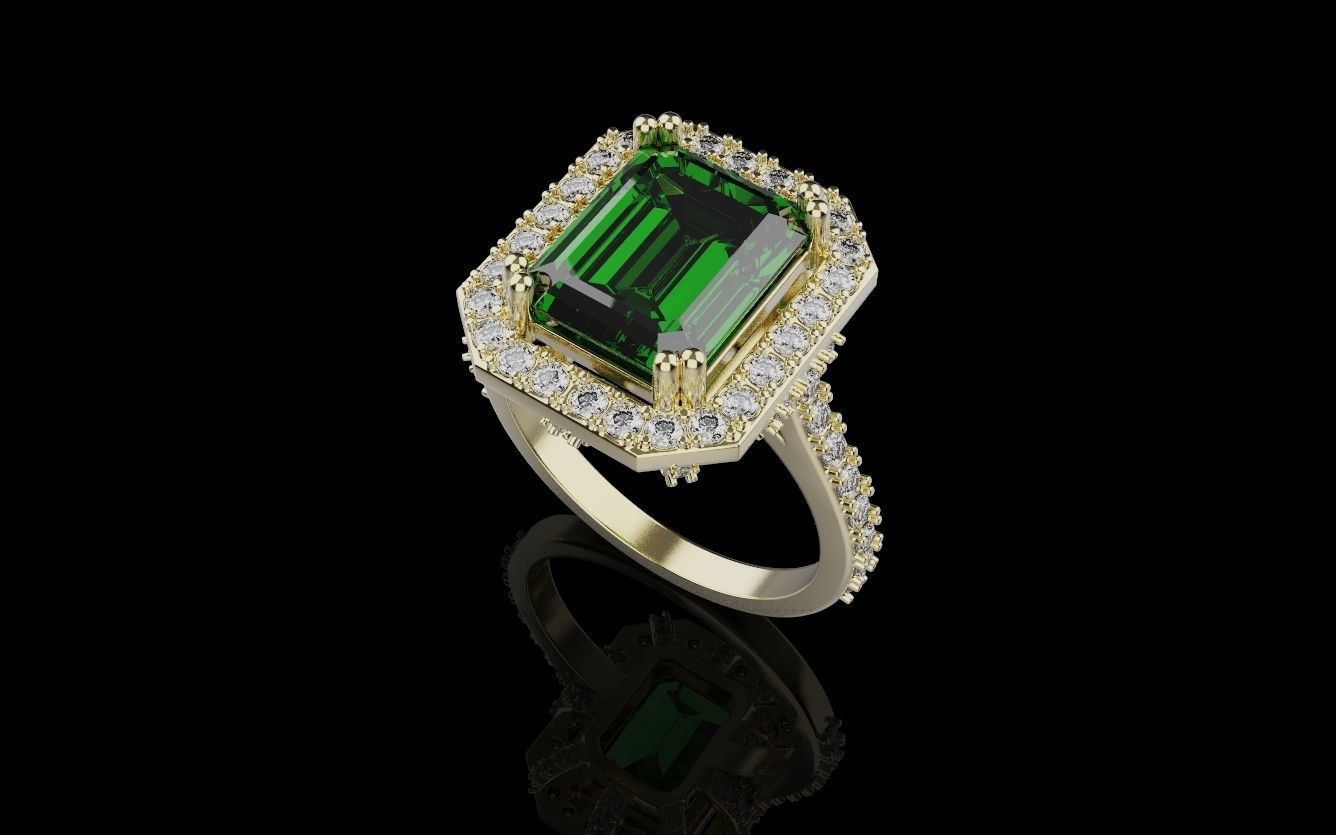 Woman Wedding Emerald Ring 0069 3D print model_4