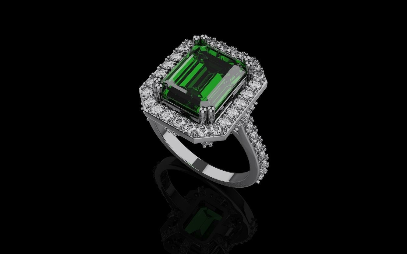 Woman Wedding Emerald Ring 0069 3D print model_7