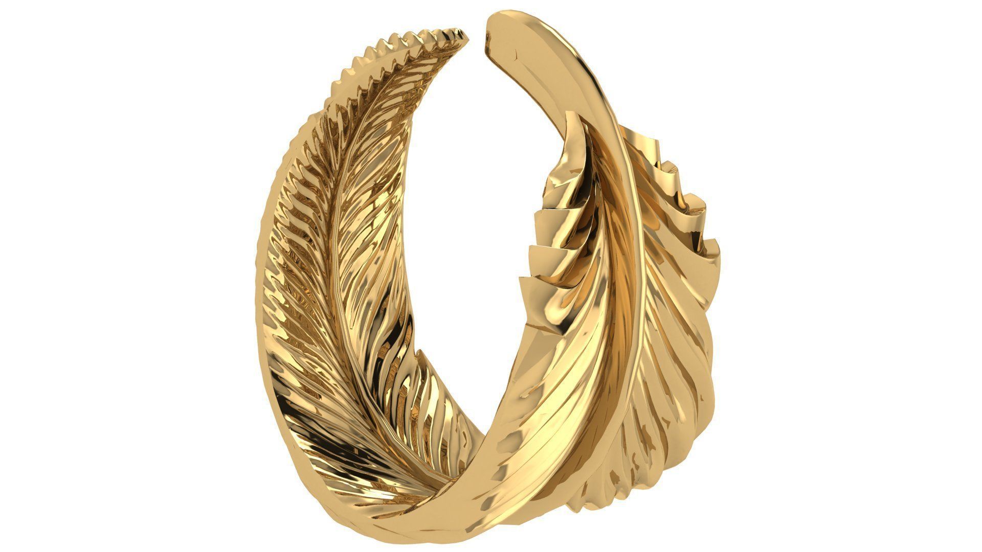 Feather Ring 3D print model_1