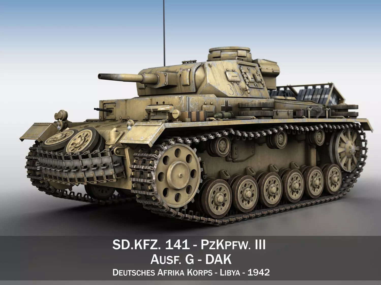 PzKpfw III - Ausf G - DAK - 313 3D model_0