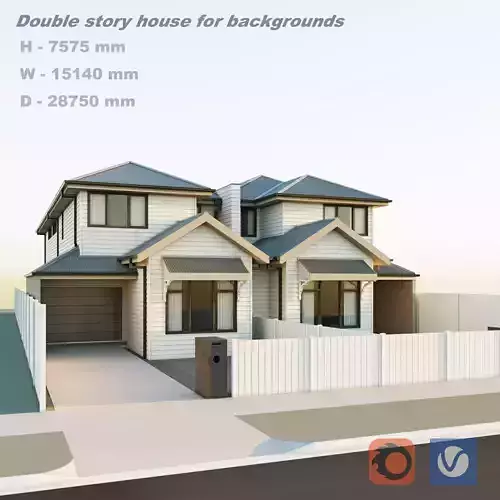 Double story house for backgrounds-no textures 3D model