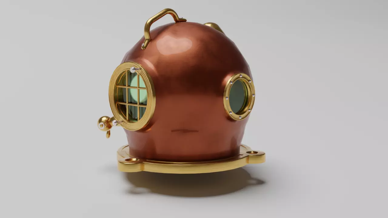 Hard hat dive helmet 3D model_0