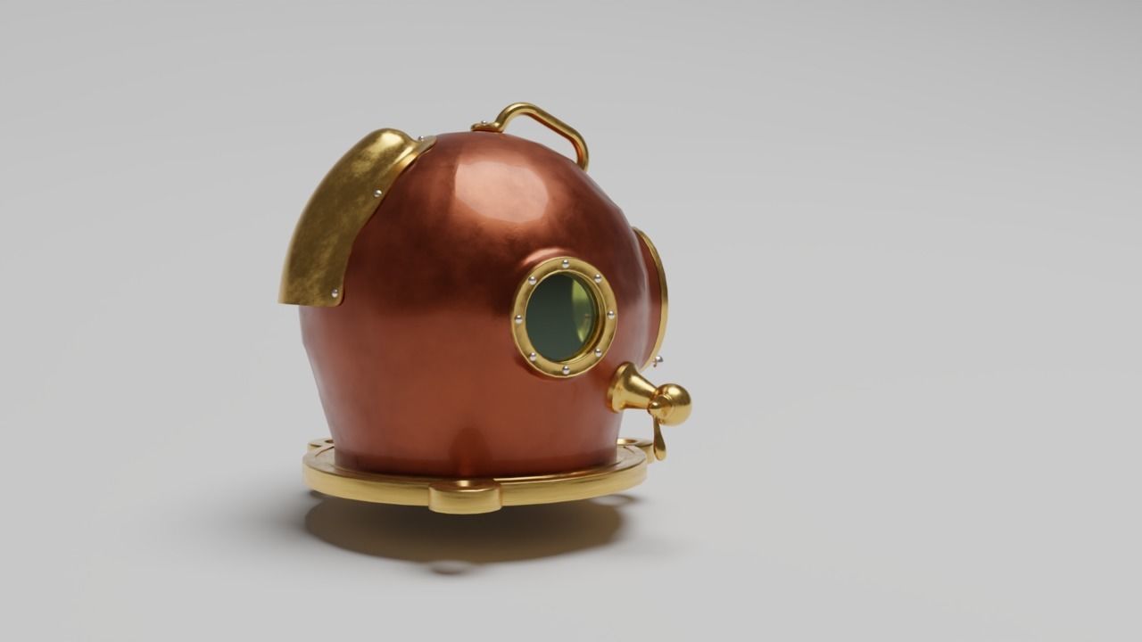 Hard hat dive helmet 3D model_2
