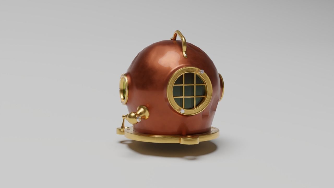 Hard hat dive helmet 3D model_1
