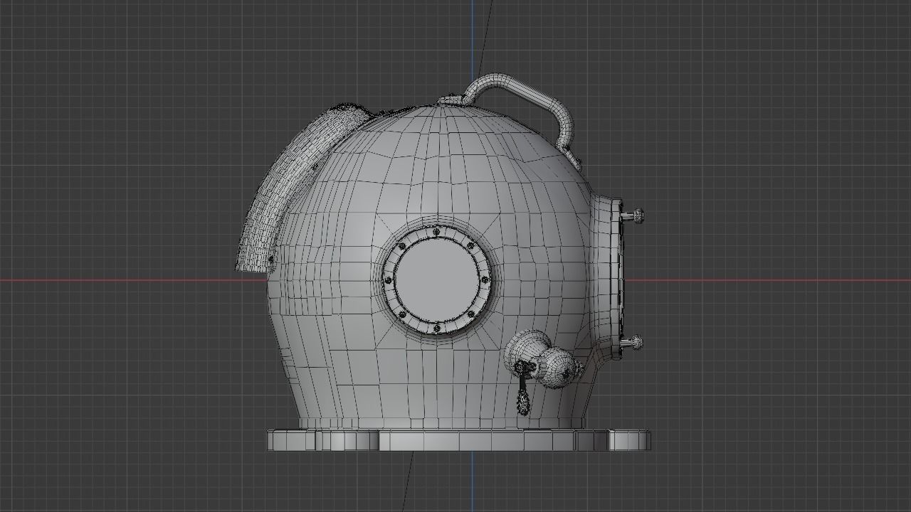 Hard hat dive helmet 3D model_7