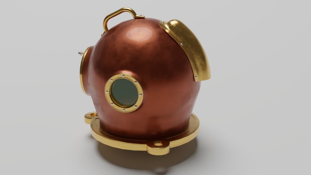 Hard hat dive helmet 3D model_3