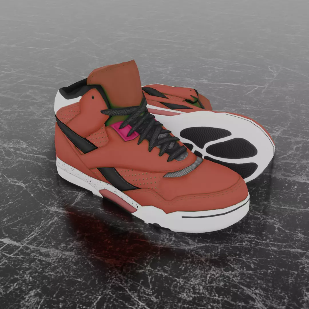 3D NEW HIGH SHOES - BLACK-BROWN Low-poly 3D model_0