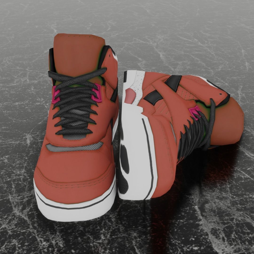 3D NEW HIGH SHOES - BLACK-BROWN Low-poly 3D model_3