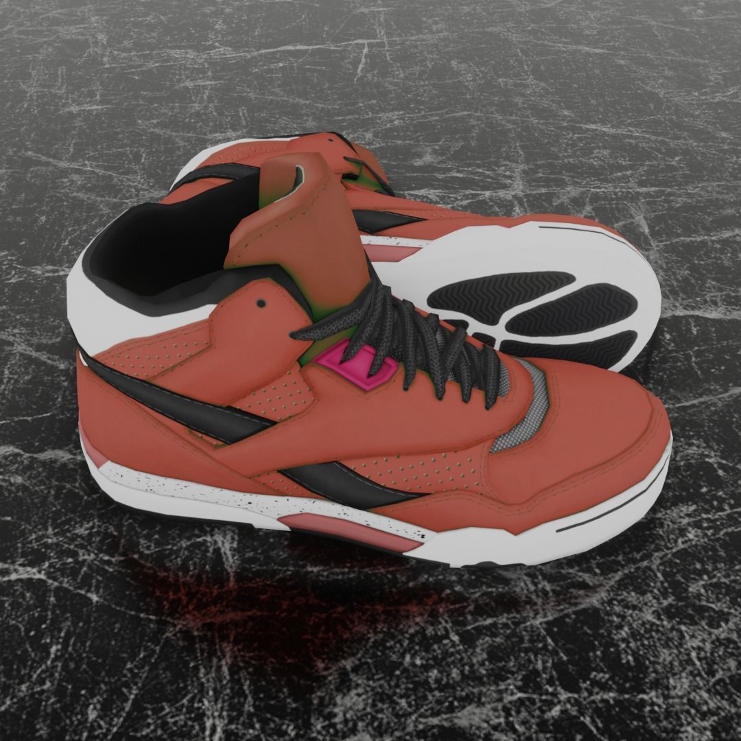 3D NEW HIGH SHOES - BLACK-BROWN Low-poly 3D model_4