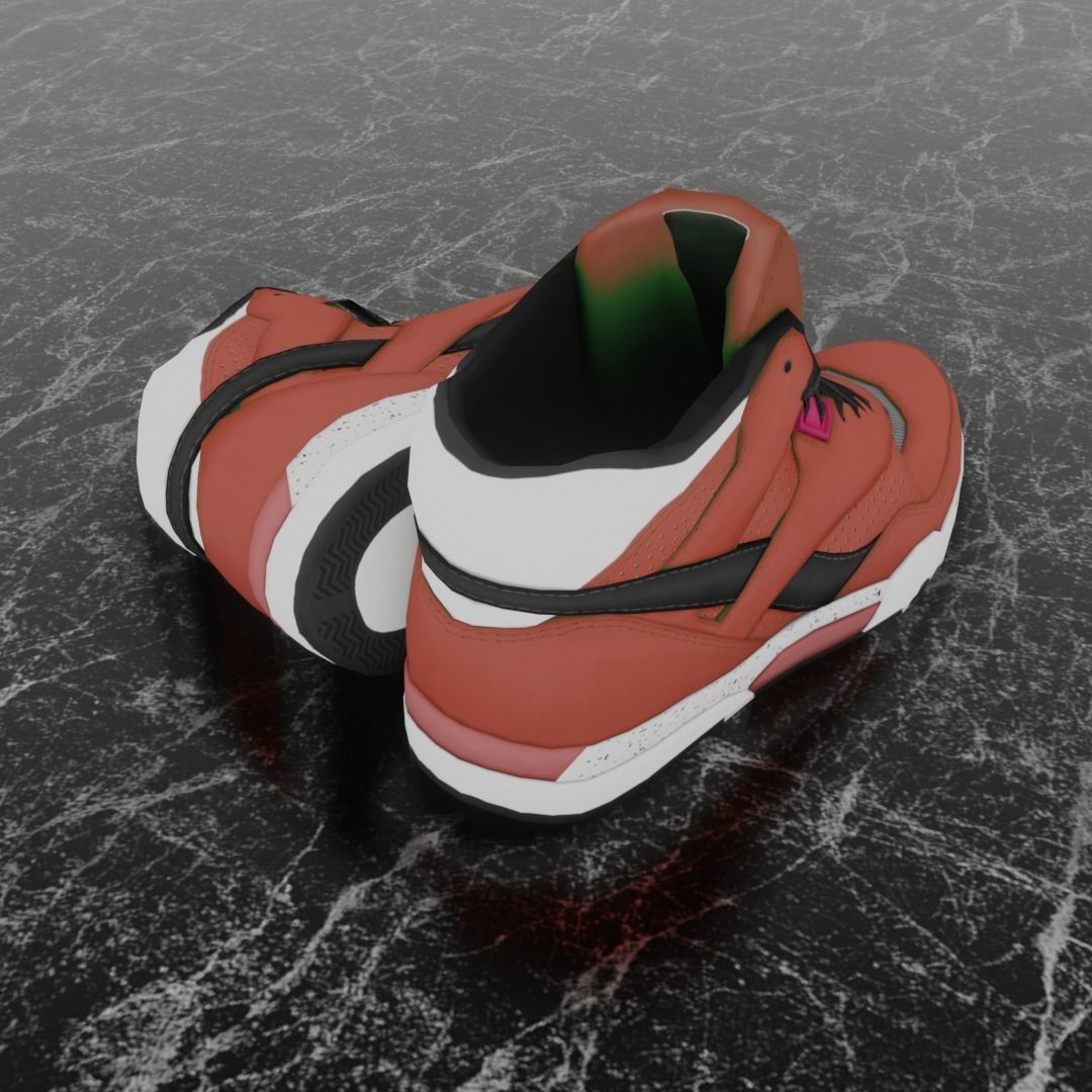 3D NEW HIGH SHOES - BLACK-BROWN Low-poly 3D model_5