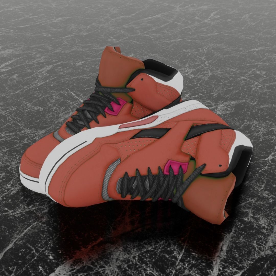 3D NEW HIGH SHOES - BLACK-BROWN Low-poly 3D model_1