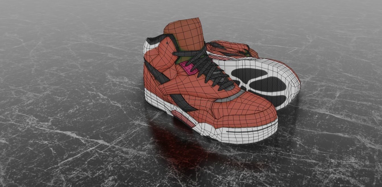 3D NEW HIGH SHOES - BLACK-BROWN Low-poly 3D model_9