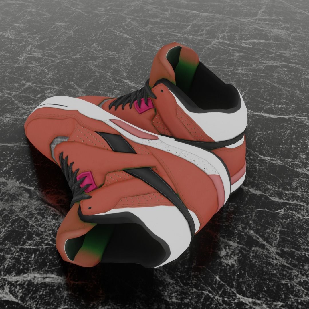 3D NEW HIGH SHOES - BLACK-BROWN Low-poly 3D model_6