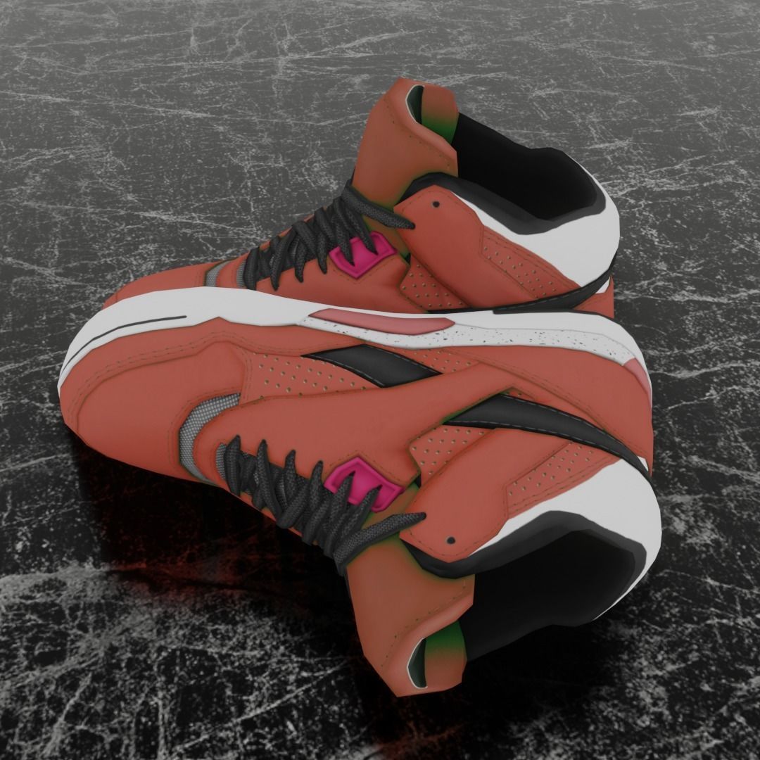 3D NEW HIGH SHOES - BLACK-BROWN Low-poly 3D model_7