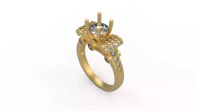 Woman Solitaire Ring 752 3D print model