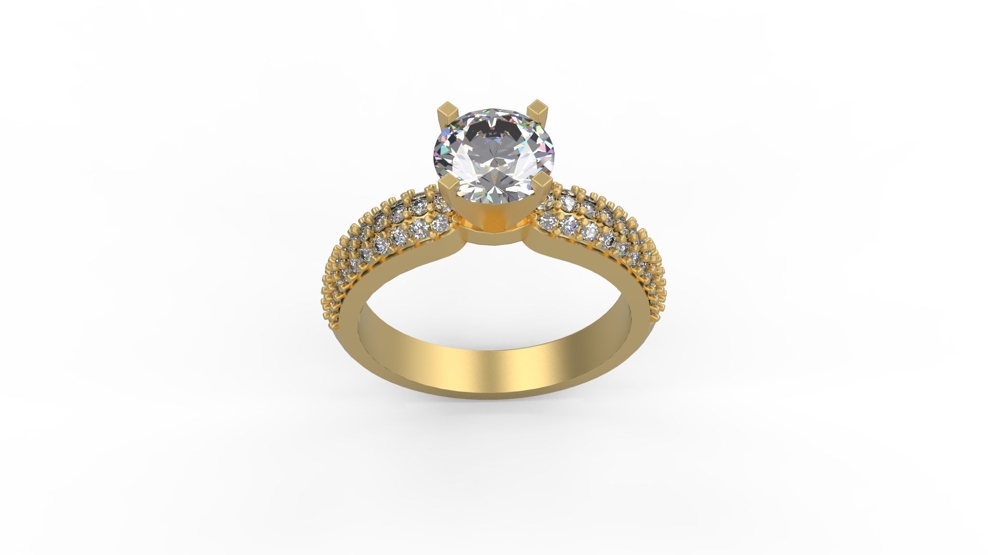 Woman Solitaire Ring 754 3D print model_3