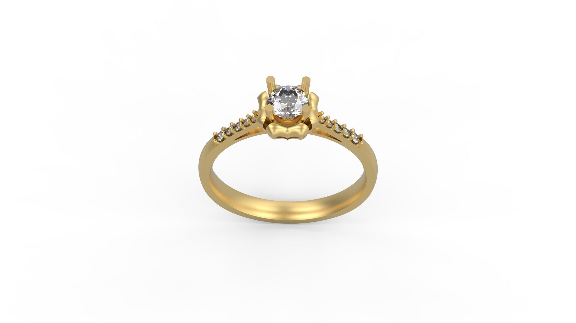 Woman Solitaire Ring 762 3D print model_3