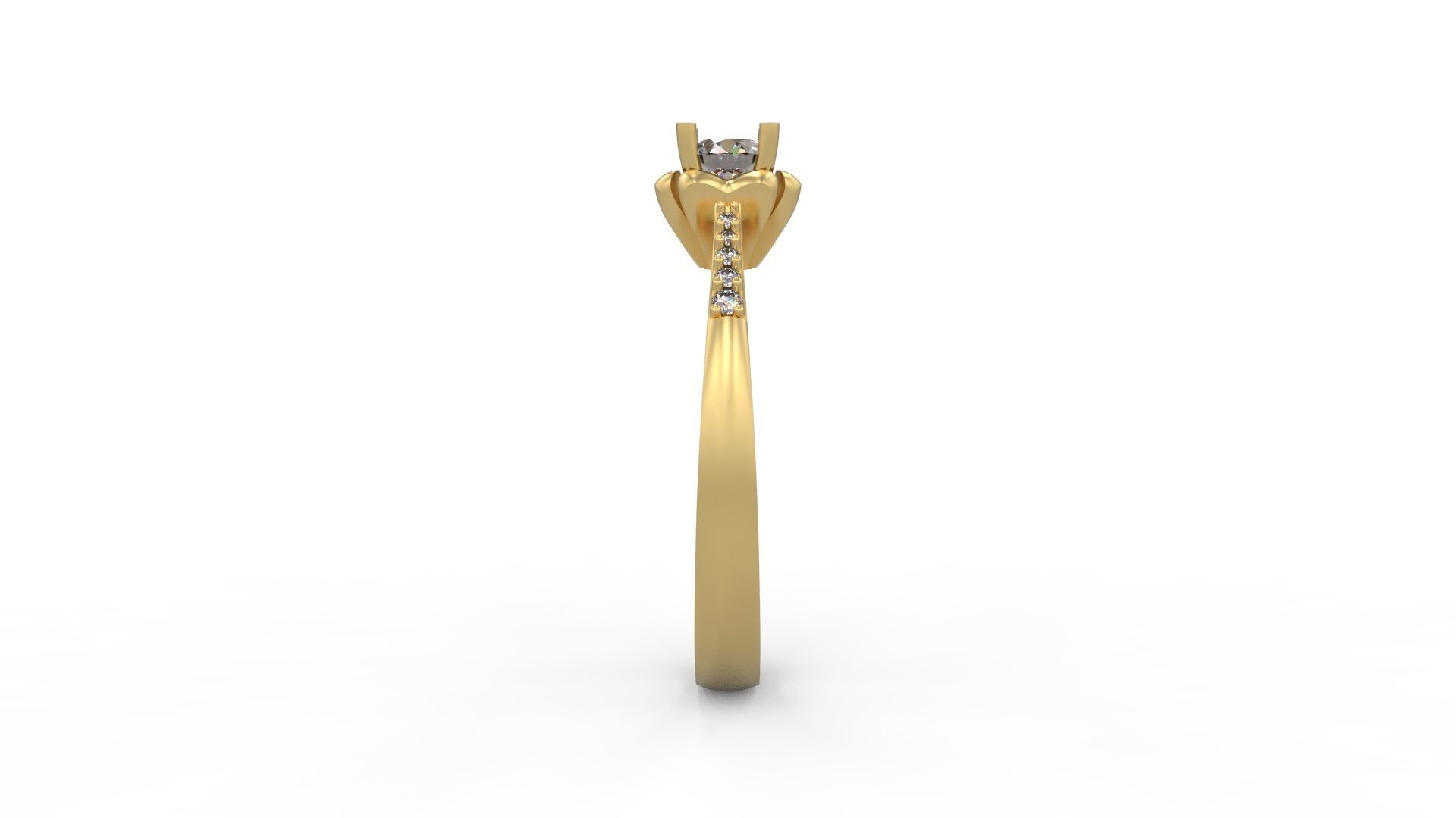 Woman Solitaire Ring 762 3D print model_2