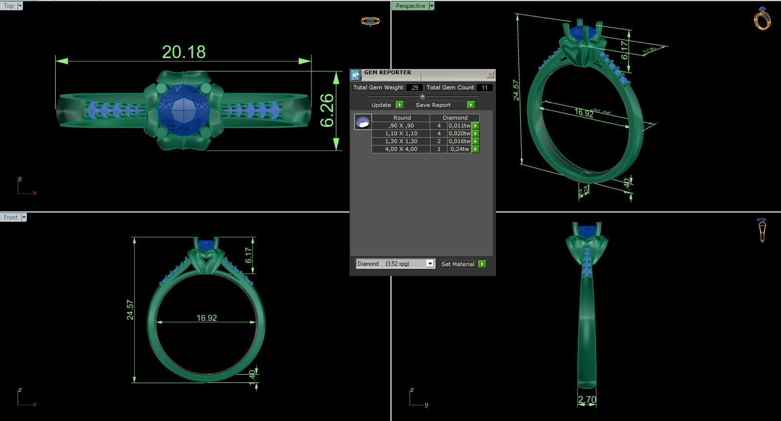 Woman Solitaire Ring 762 3D print model_5