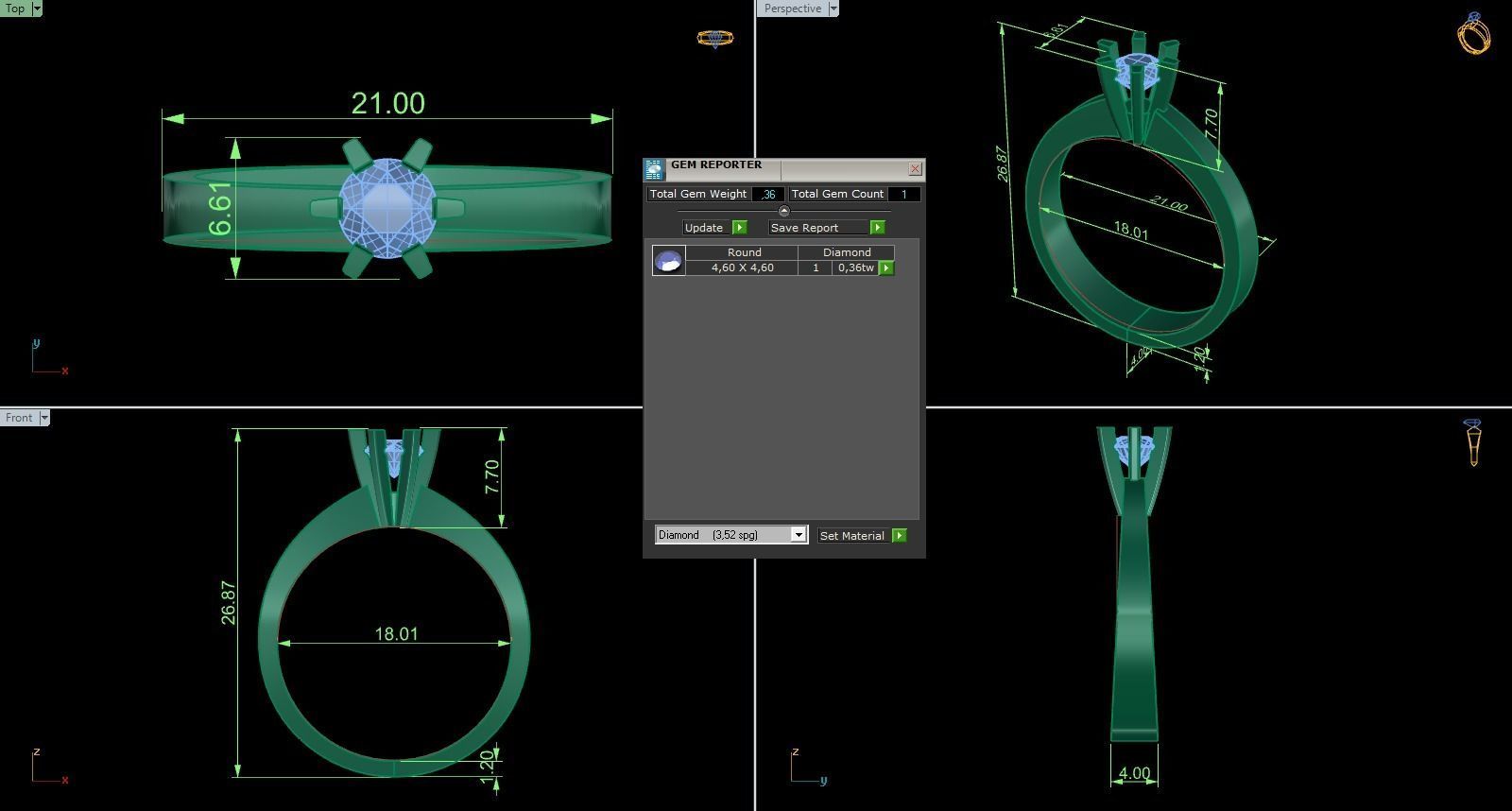 Woman Solitaire Ring 763 3D print model_5