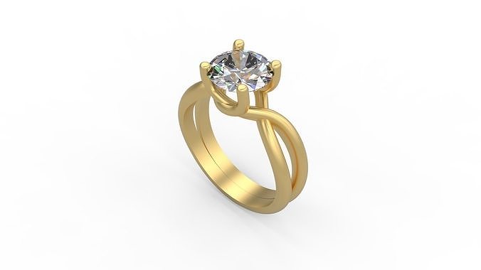 Woman Solitaire Ring 764 3D print model