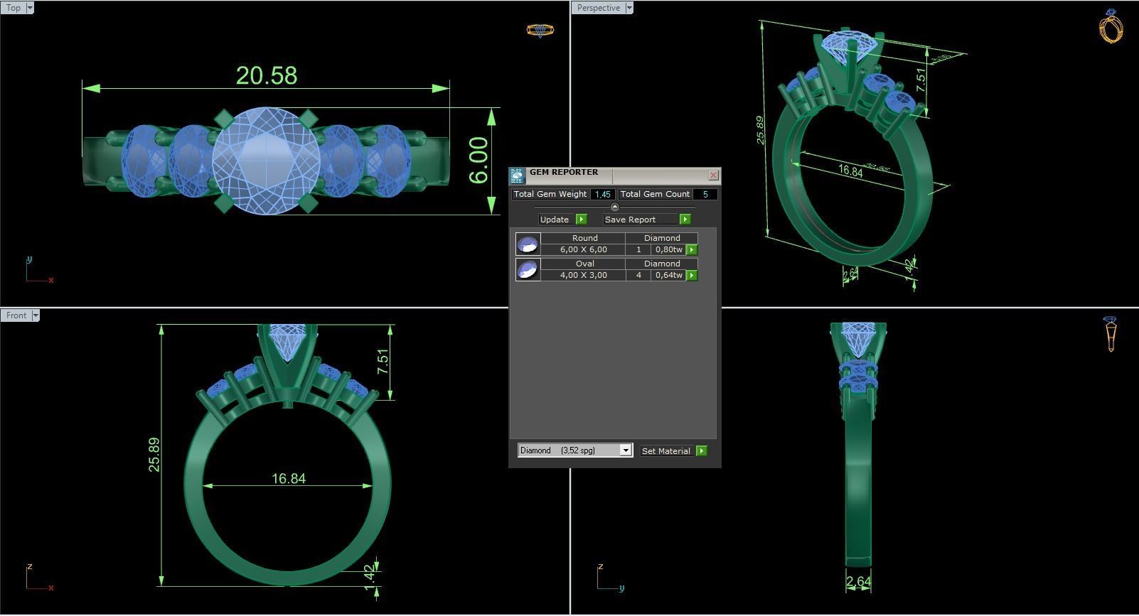 Woman Solitaire Ring 771 3D print model_5