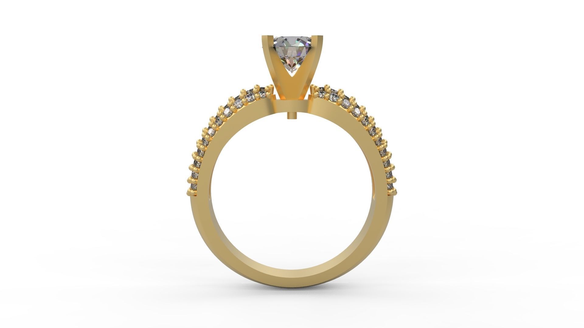 Woman Solitaire Ring 726 3D print model_1